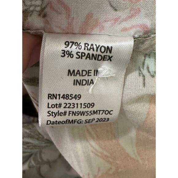 Free Planet men beige green Hawaiian short sleeves button shirt size XL - Picture 4 of 8